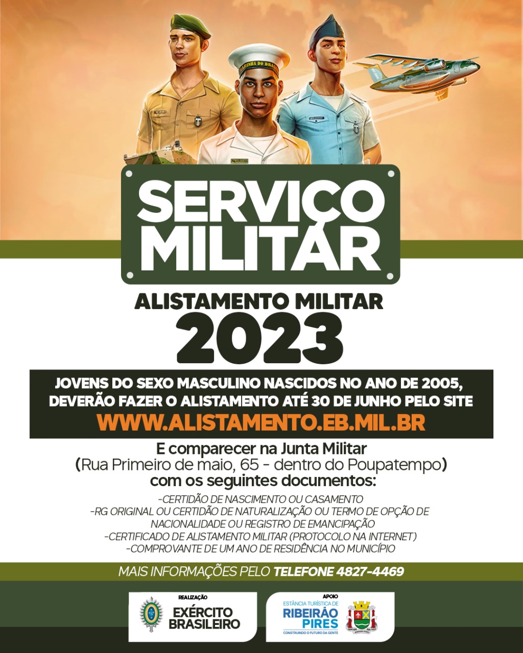 Ministério da Defesa convoca brasileiros para o alistamento militar